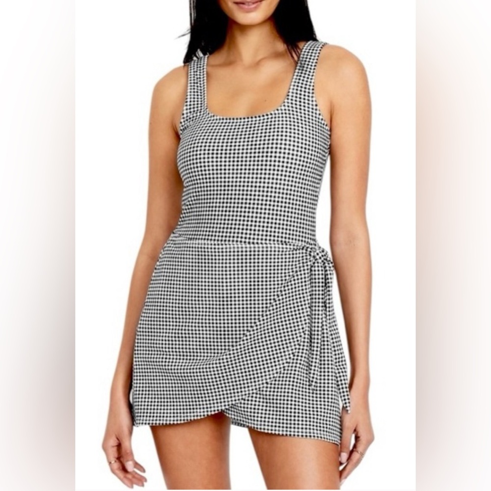 Old Navy Black and White Gingham One-Piece Swimdress